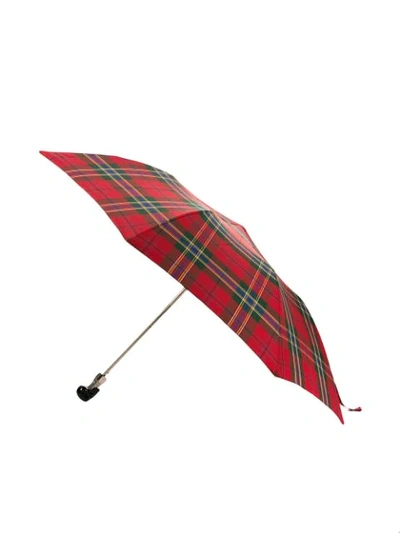 Shop Alexander Mcqueen Plaid Printed Umbrella In Red