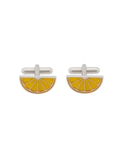 Shop Fefè Glamour Pochette Lemon Slice Cufflinks In Yellow