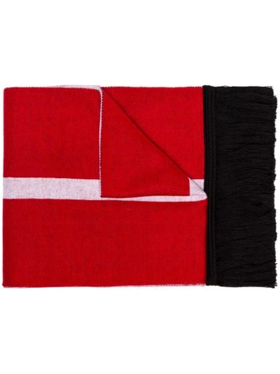 Shop Givenchy Red, Black And White Supporter Logo Scarf