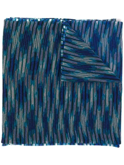 Shop Missoni Stripe Pattern Scarf In Blue