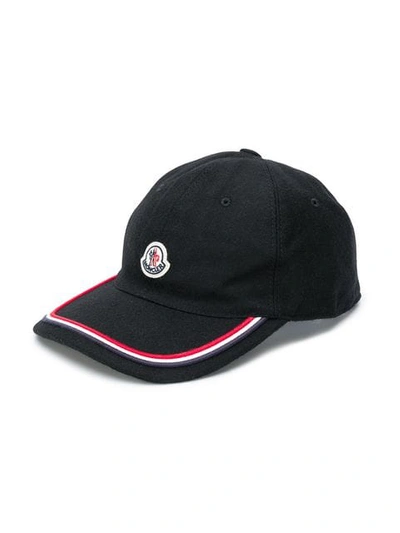 Shop Moncler Tricolour Trim Baseball Cap - Black