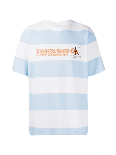 Shop Calvin Klein Jeans Est.1978 1978 Striped Logo T-shirt In Blue