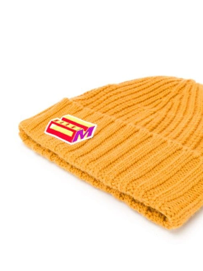 Shop Marni Logo Embroidered Beanie In Yellow