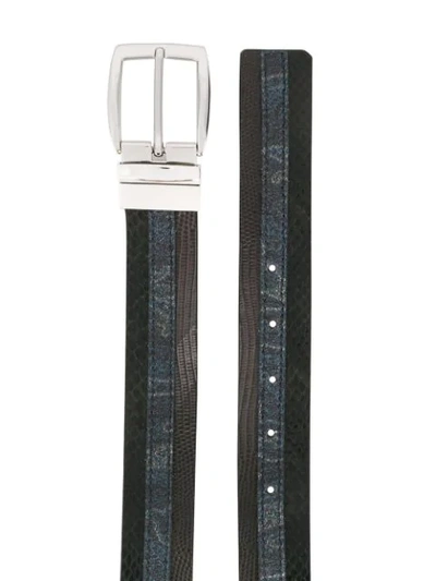 Shop Etro Contrasting Stripe Belt In 200 - Black