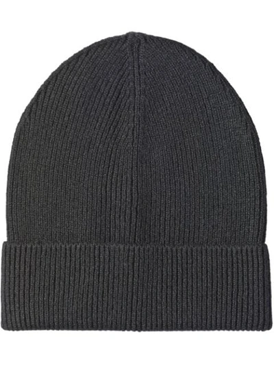 Shop Prada Cashmere Ribbed Beanie In Black