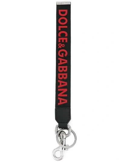 Shop Dolce & Gabbana Logo Tag Keyring In Black