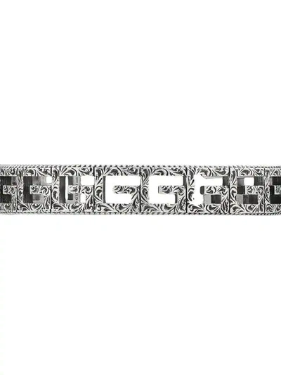 Shop Gucci Cuff Bracelet With Square G Motif In Silver