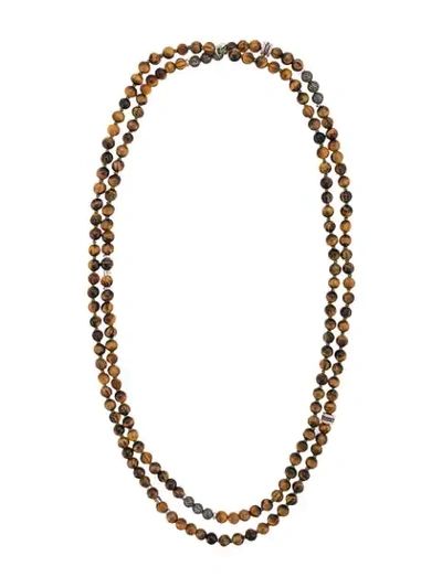 Shop Tateossian Mesh Beaded Necklace In Brown