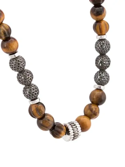 Shop Tateossian Mesh Beaded Necklace In Brown