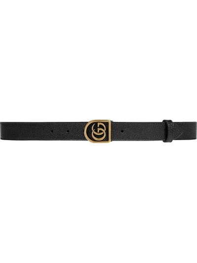 Shop Gucci Leather Belt With Framed Double G In Black