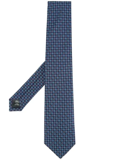 Shop Gieves & Hawkes Embroidered Floral Tie In Blue