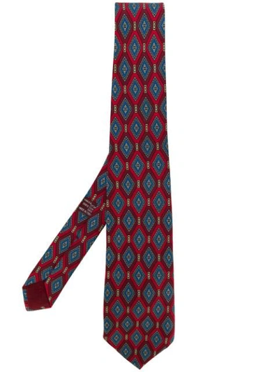 Shop Gucci Vintage Geometric Print Tie - Red