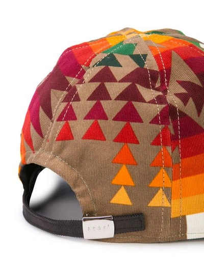 Shop Sacai Aztec Pattern Cap In Brown