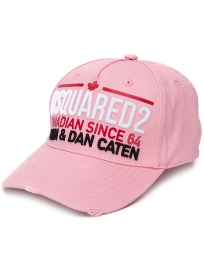 Shop Dsquared2 Embroidered Logo Baseball Cap In Pink