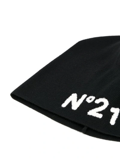 Shop N°21 Nº21 Logo Intarsia Virgin Wool Beanie - Black