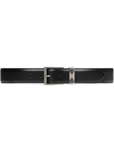 Shop Gucci Leather Belt With Bees In Black