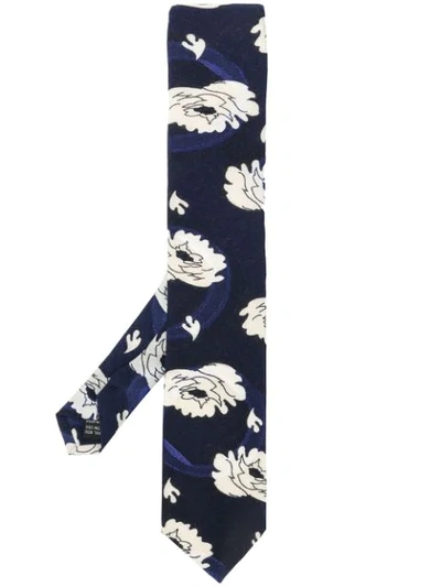 Shop Yohji Yamamoto Floral Tie - Blue