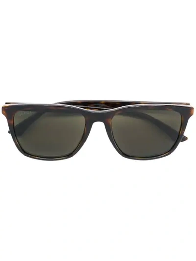 Shop Gucci Eyewear Square Frame Sunglasses - Brown