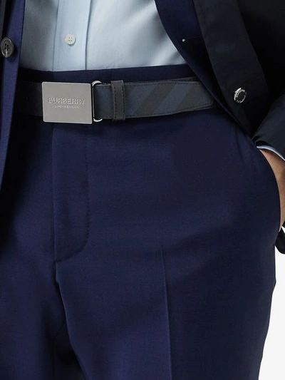 Shop Burberry London Check Belt In Blue