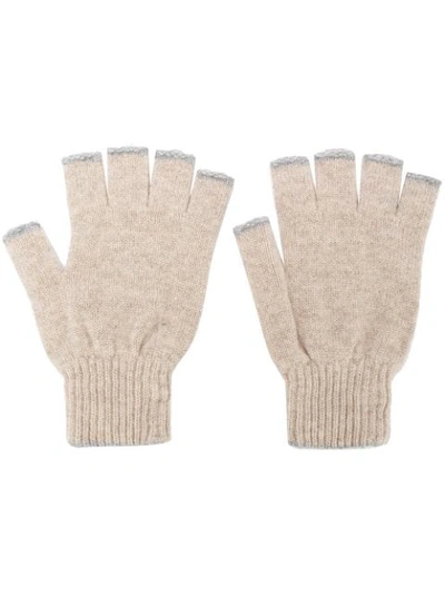 Shop Pringle Of Scotland Fingerless Gloves - Neutrals