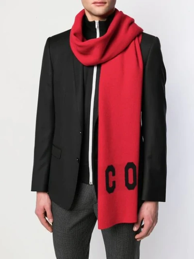 Shop Dsquared2 Icon Knitted Scarf In Red