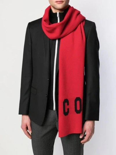 Dsquared2 Icon Knitted Scarf In Red