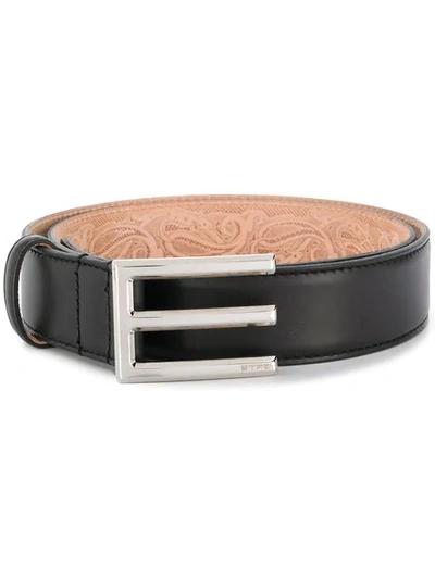 Shop Etro Monogram Belt In Black