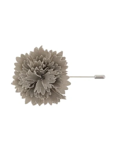 Shop Lanvin Textured Flower Brooch - Grey