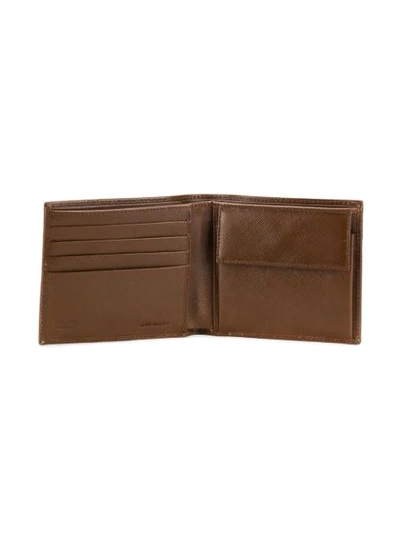 Shop Prada Logo Bifold Wallet In Brown