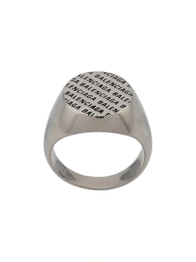 Shop Balenciaga Precious Logo Ring In 107 - Metallic