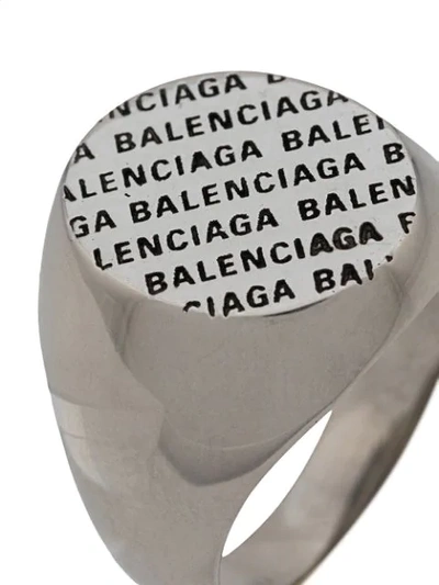Shop Balenciaga Precious Logo Ring In 107 - Metallic