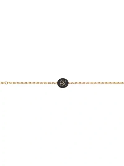 Shop Fendi Ff Logo Charm Bracelet In F18gy-burattato Gold +blac