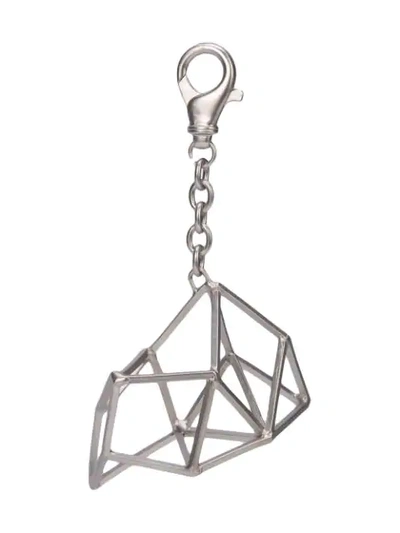 Shop Rick Owens Geometric Pendant Keyring In Silver