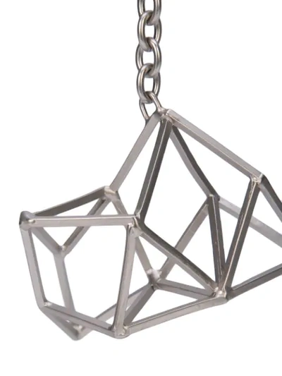 Shop Rick Owens Geometric Pendant Keyring In Silver