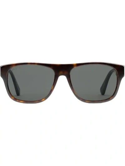 Shop Gucci Rectangular-frame Acetate Sunglasses In Brown