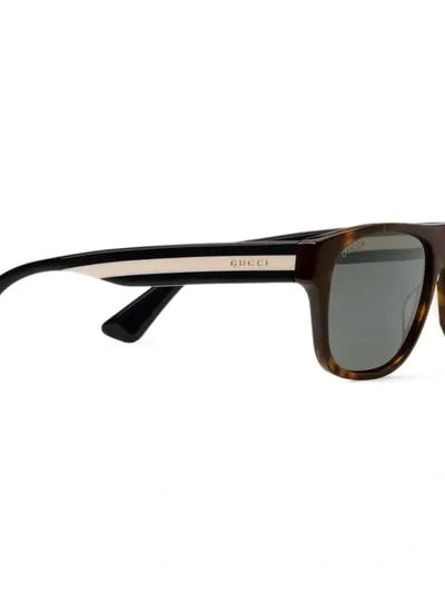 Shop Gucci Rectangular-frame Acetate Sunglasses In Brown