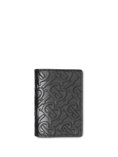 Shop Burberry Monogram Leather Bifold Card Case In Black