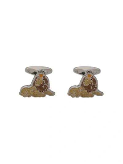 Shop Etro Lion Design Cufflinks - Silver