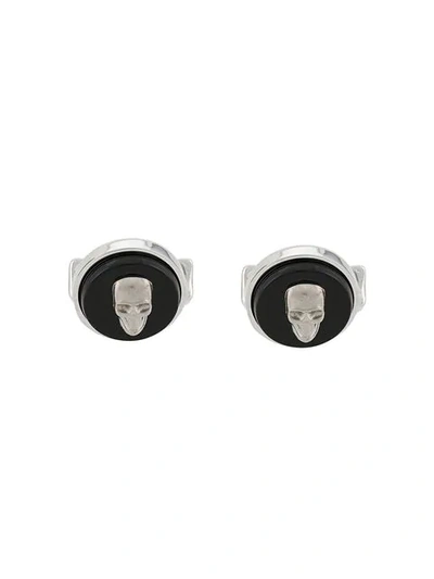 Shop Alexander Mcqueen Skull Detail Cufflinks In Silver