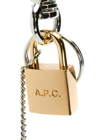 Shop Apc A.p.c. Padlock Pendant Keyring - Silver