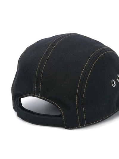 Shop Fendi Leather Visor Ff Logo Hat In Black
