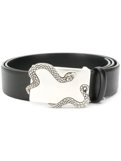 Shop Just Cavalli Snake Plaque Belt In Black