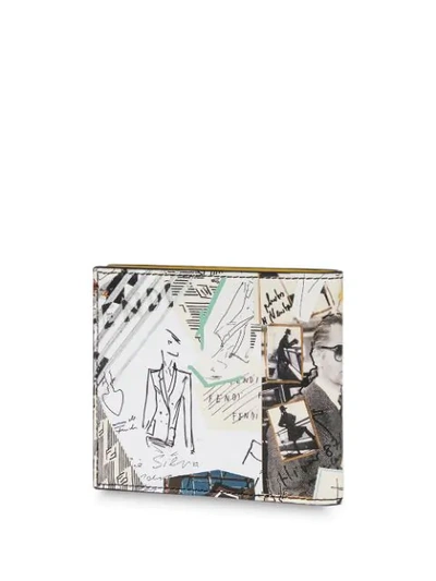 Shop Fendi Karl Kollage Bi-fold Wallet In White