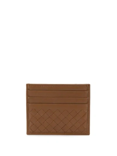 Shop Bottega Veneta Intrecciato Cardholder In Brown