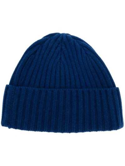 Shop N•peal Chunky Rib-knit Beanie In Blue