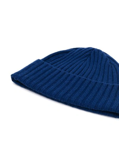 Shop N•peal Chunky Rib-knit Beanie In Blue