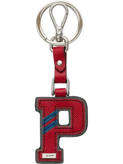 Prada Red Letter P Keychain | ModeSens