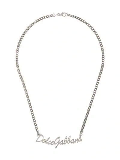 Shop Dolce & Gabbana Logo Chain Necklace In Silver