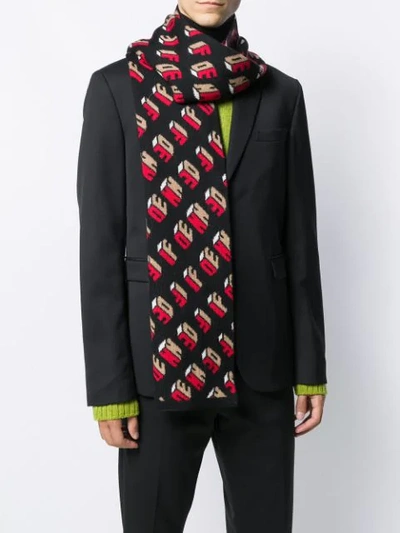 Shop Fendi Ff Pattern Scarf In Black