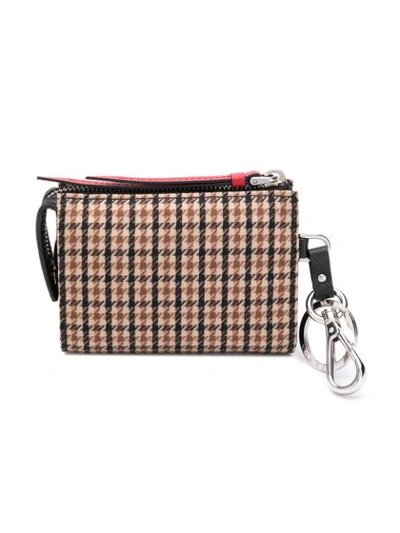 Shop Prada Checked Logo Wallet - Neutrals